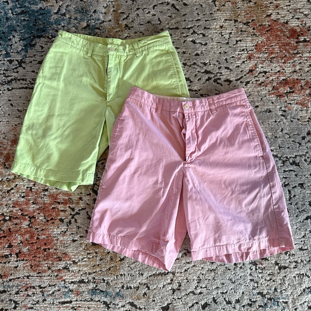 2 Pairs of Green/Pink Vineyard Vines Shorts Size 30 Waist
